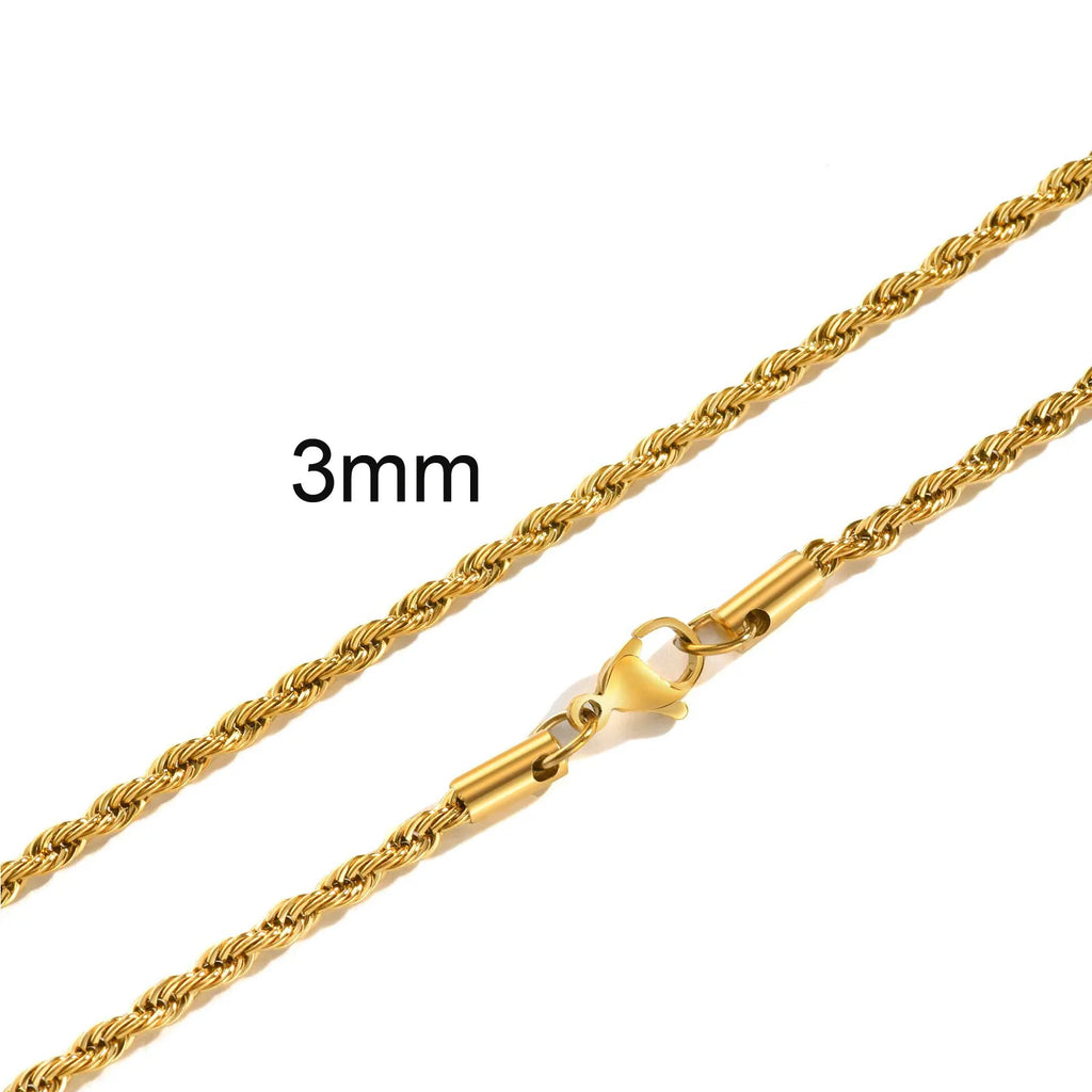 Twisted Rope Chain Necklace 5mm — Stainless
