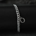 A-Z Initial Letter Cuban Chain Bracelet — Stainless Steel