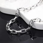 Men Thick Rectangle Paperclip Link Choker Necklace 316L Stainless Steel No Pendant Minimalist Hop Street Layer Neck Jewelry