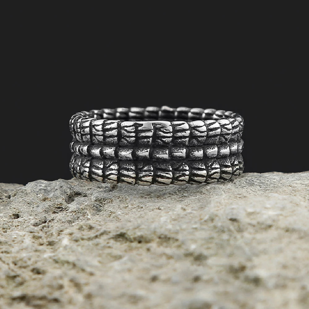 Stainless Steel Jewelry Dragon Scales Gothic Amulet Viking Rings For Men Women Norse Pagan Warrior Ring Symbolic Gift