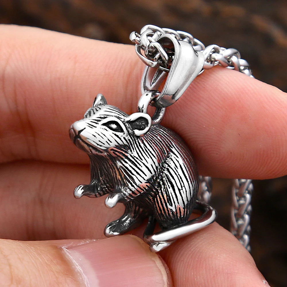 Gothic Mouse Stainless Steel Pendant Necklace