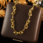 GANEMLY 316L Stainless Steel Asymmetry Chain Necklace For Women Gold Color Thick Chunky Collar Neck Chain Rust Proof Jewelry