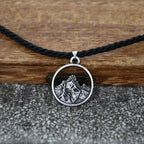 Nostalgia Climber Camping Jewelry Mountain Charm Round Pendant Necklace For Men Women Gift