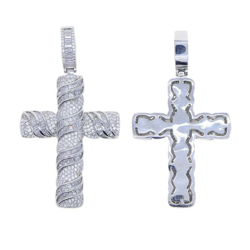 14K White Gold Lab Diamond Cross Pendant Party Wedding Pendants Necklace for Women Men Anniversary Jewelry Gift