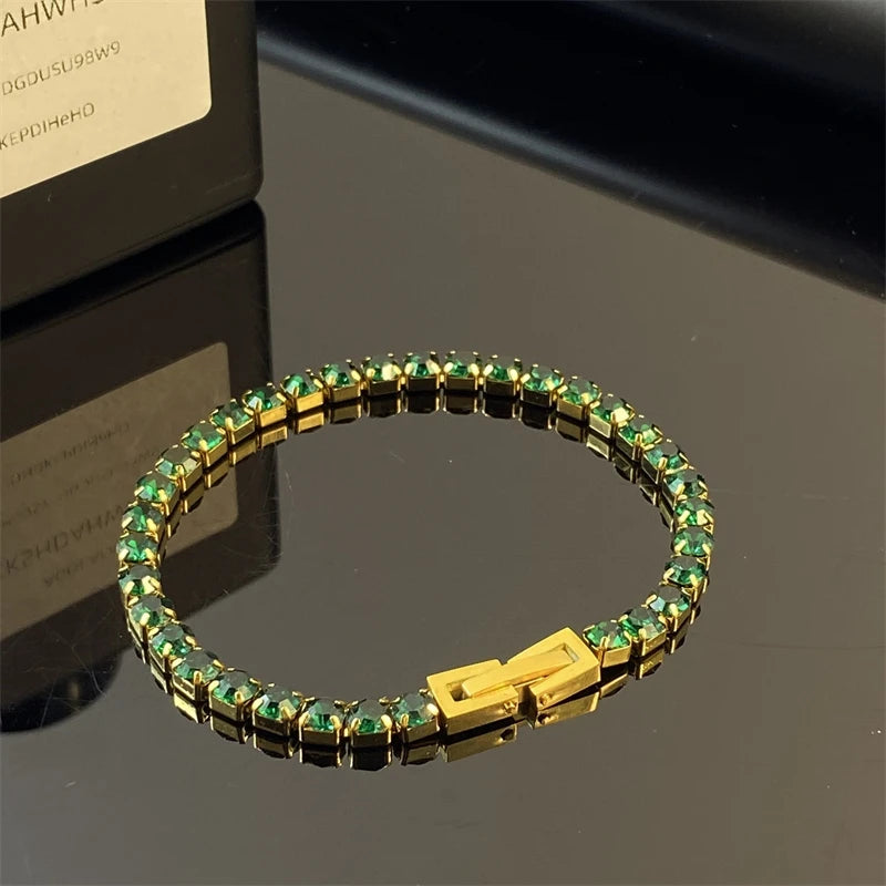316L Stainless Steel 2025 New Fashion Waterproof Jewelry Minimalism Embed Zircon 3 Colors Charm Chain Tennis Bracelets