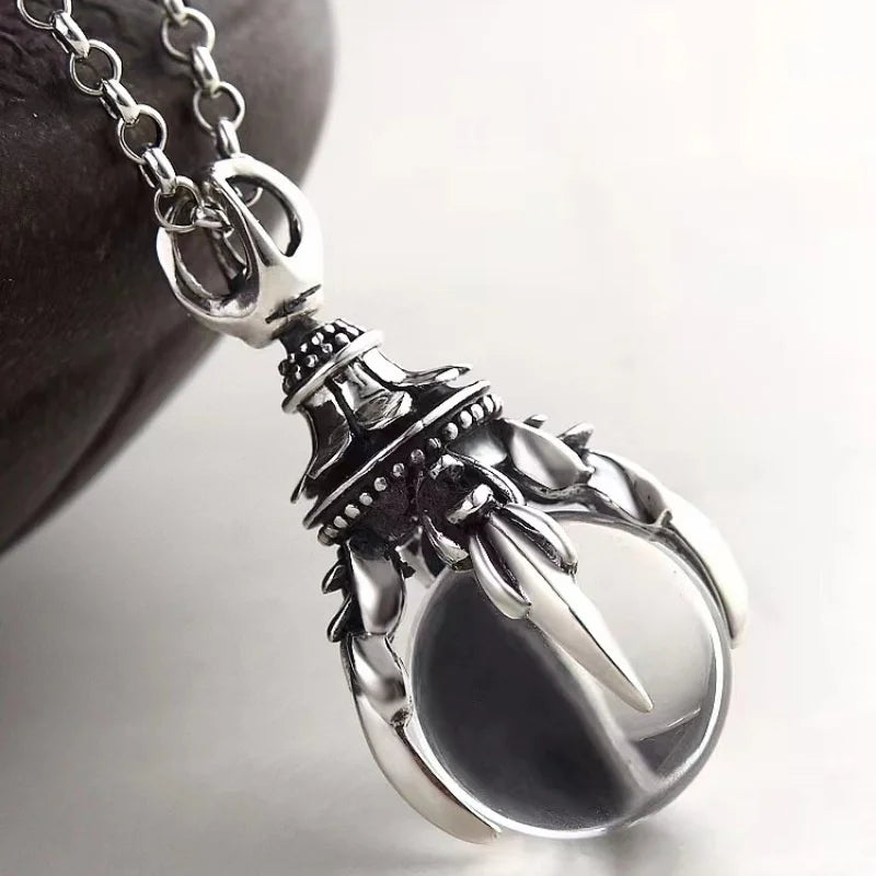 Iced Out Dragon Claw 925 Silver Pendant Necklace