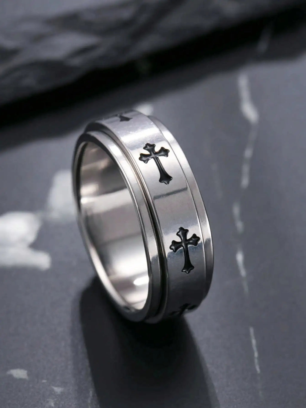 Moon Phase Spinner Ring — Stainless Steel