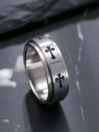 Moon Phase Spinner Ring — Stainless Steel