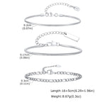 Thin Chain Bracelet Set 3pcs — Silver