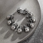 Gothic Hell Demon Ghost Head Bracelet Full Skull Bracelet Men's Motorcycle Punk Rock Halloween Jewelry Accessories