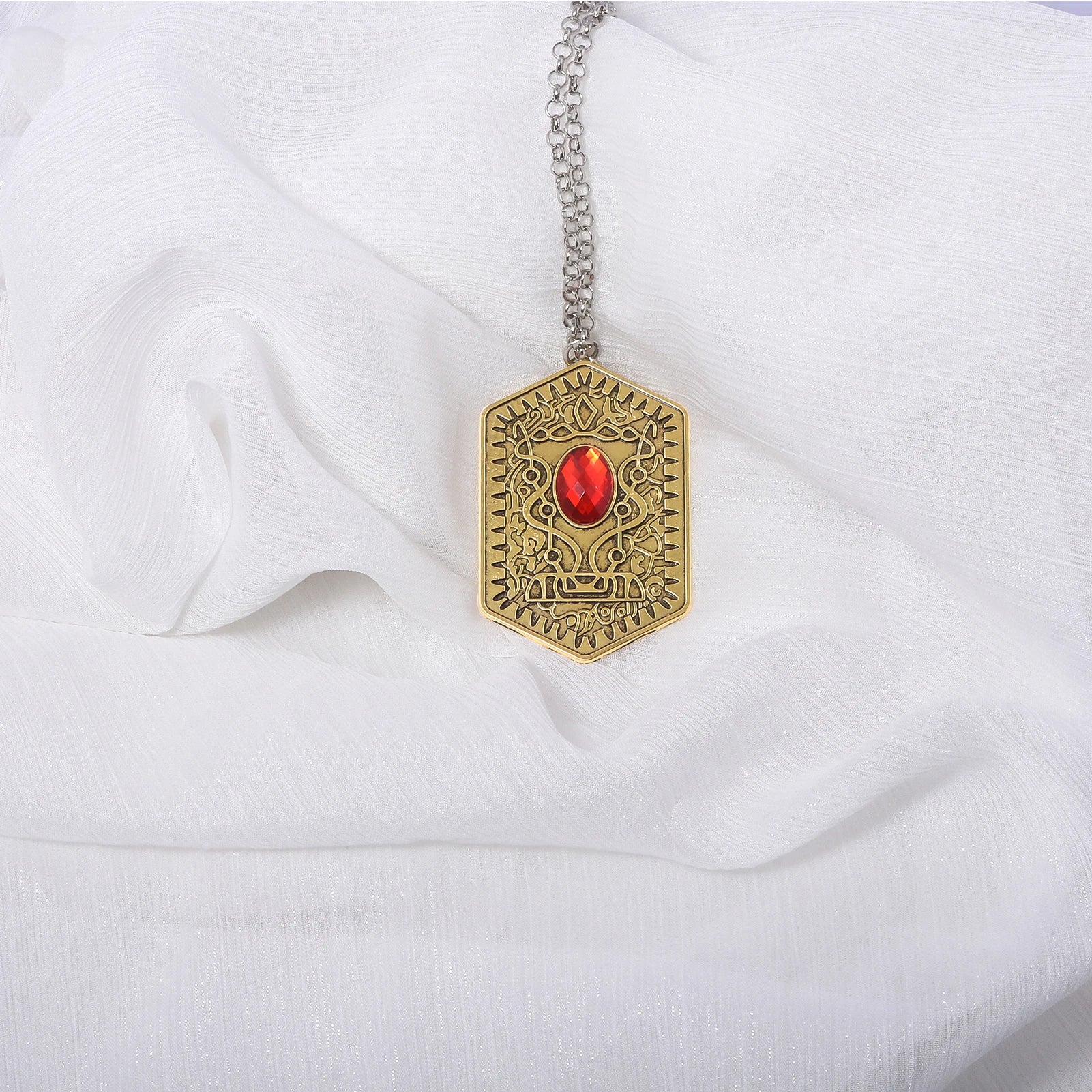 Ghost Child Heart of Damballa Vintage Ruby Necklace Ghost Child Movie Peripheral Vintage Totem Tag