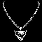 Highland Cattle Cow Pendant — Silver