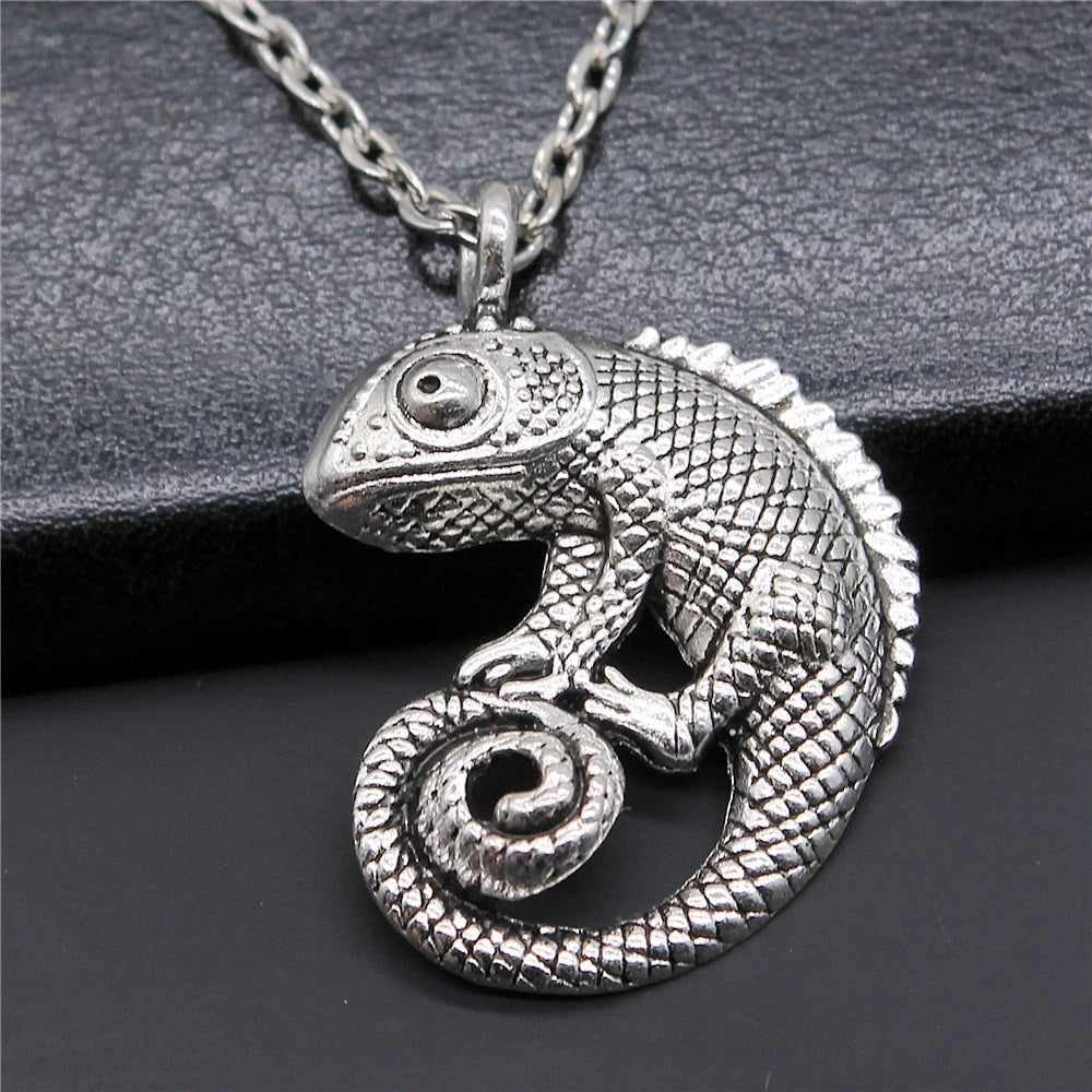 Cold Blooded Reptile Lizard Gecko Chameleon Pendant Necklace For Women Men