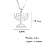 Star of David & Menorah Jewish Pendant Necklace — Stainless Steel
