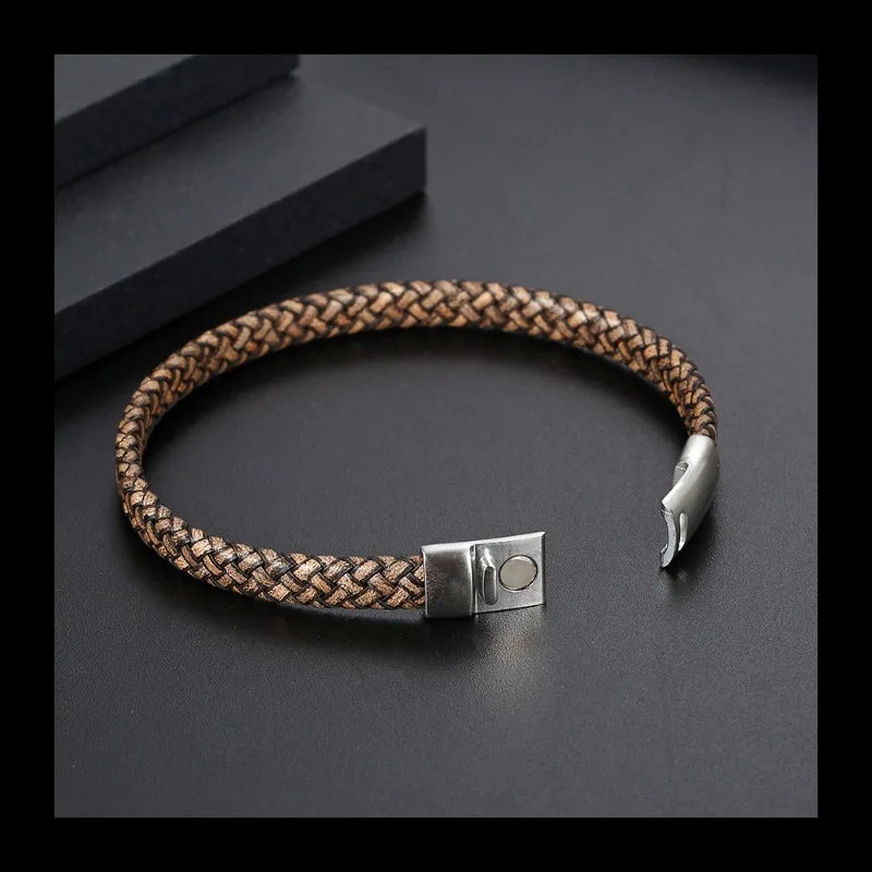 Leather Bracelet — Stainless Steel