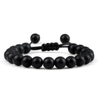 Beaded Bracelet 4 6 8mm Natural Stone Shiny Black Onyx Beads Bracelets & Bangles Adjustable Size Obsidian Wrist Jewelry