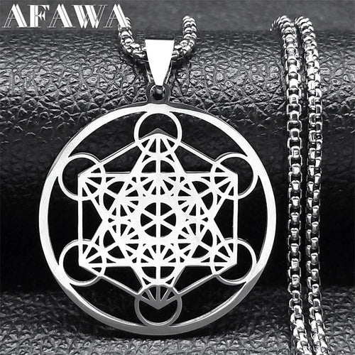 7 Chakra Sacred Geometry Stainless Steel Necklace