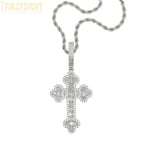 2026 New Iced Out Luxury Eye Cross Necklace Bling Cubic Zirconia Charm Tennis Chain for Men Women Hip Hop Jewelry