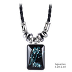 2024 Personalized Pendant Necklace Galaxy Constellation Design 12 Zodiac Sign Horoscope Astrology Necklace For Women Men Resin J