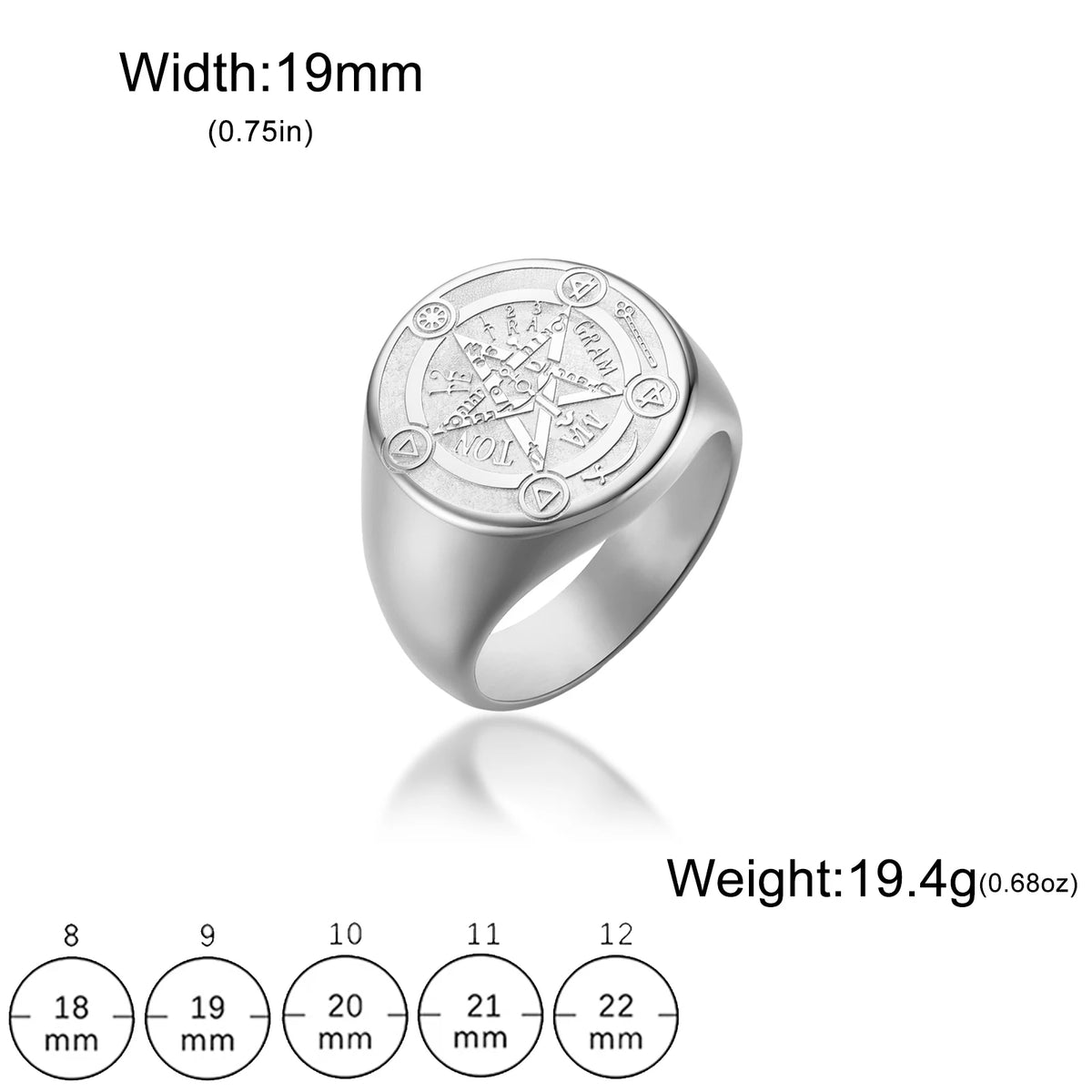 Kkjoy Stainless Steel Solomon Pentagram Magic Rune Signet Ring Vintage Occult Symbol Band Mens Jewelry Gift For Occult