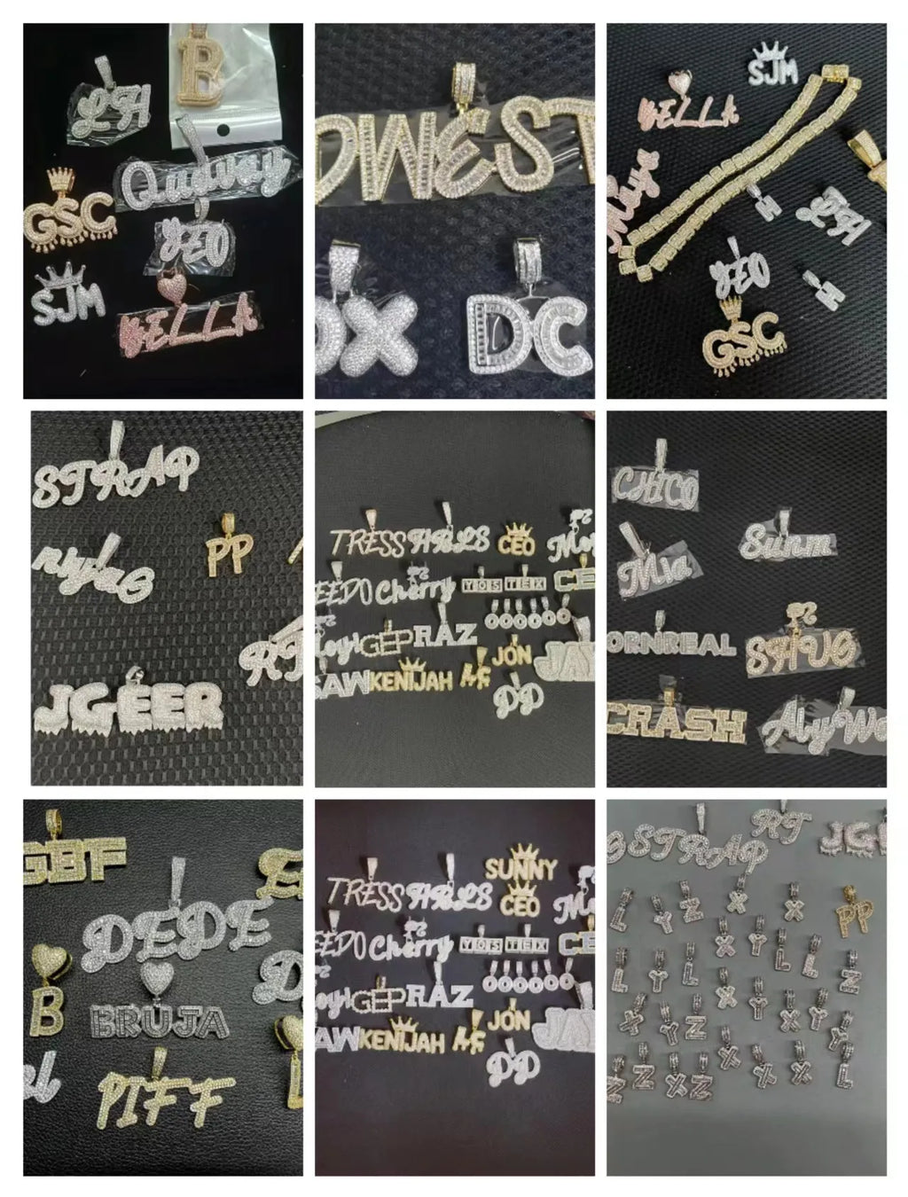 Iced Out Letter Pendant Necklace Stainless Steel