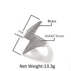 Iced Out Lightning Bolt Ring for Men — Two-Tone CZ Pave