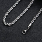 3MM Stainless Steel Twisted Rope Chain Necklaces For Men Women Hip Hop Titanium Steel Choker Fashion Party Jewelry