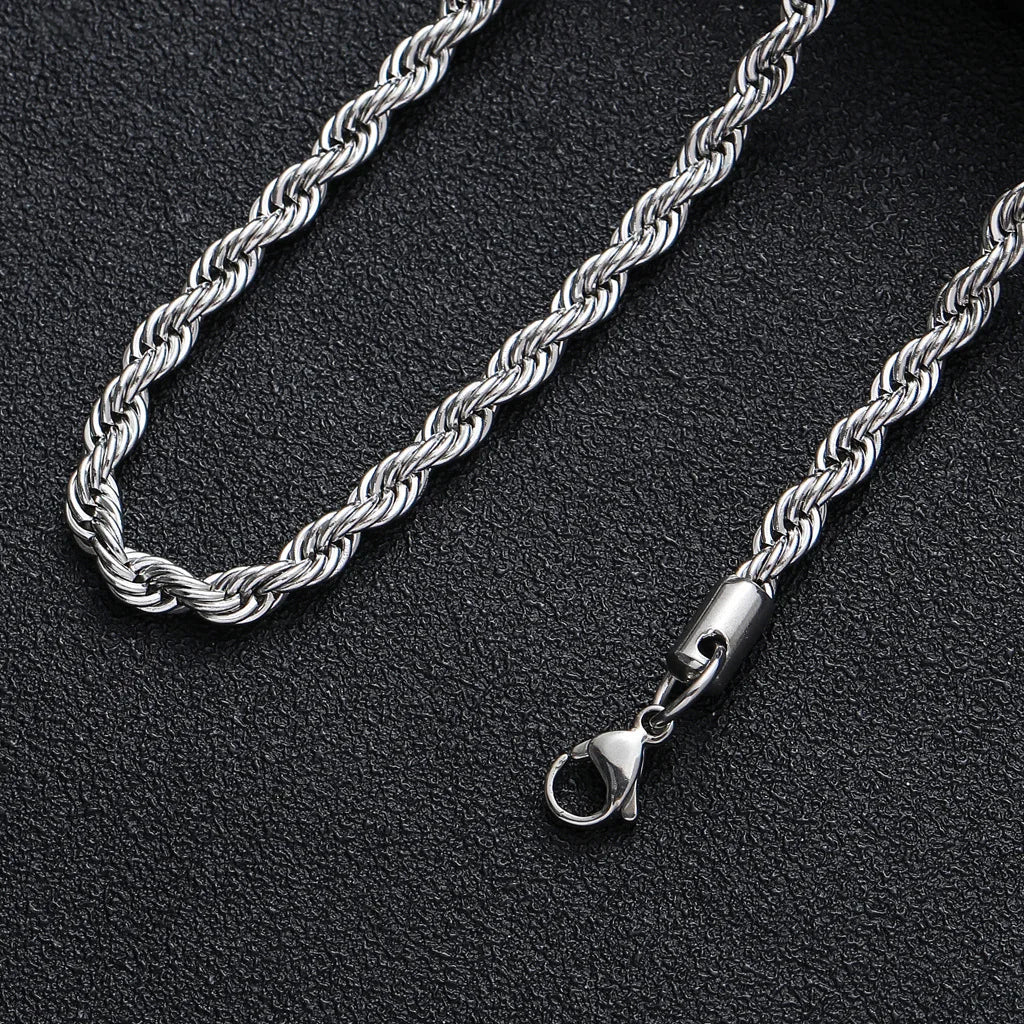 3MM Stainless Steel Twisted Rope Chain Necklaces For Men Women Hip Hop Titanium Steel Choker Fashion Party Jewelry