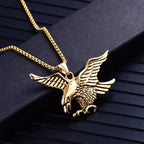 Gold Eagle Pendant Necklace Stainless Steel