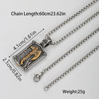 Viking Axe Rectangle Pendant Necklace for Men — Stainless Steel
