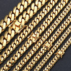 Gold Cuban Chain Necklace 10MM Smooth 18K