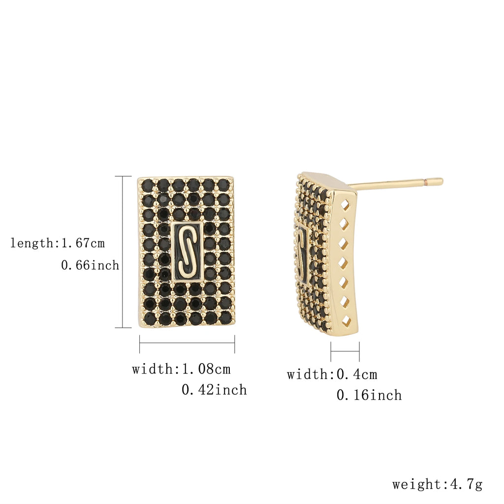‌ Brass Earrings with Zirconia Stones Square Minimalist Stud Earrings for Women Hot Sale Fashion Jewelry Gift