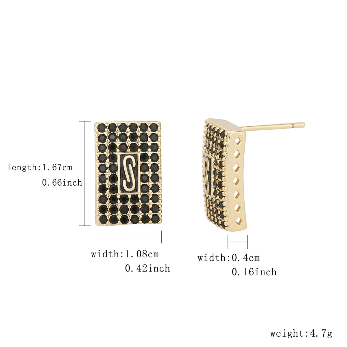 ‌ Brass Earrings with Zirconia Stones Square Minimalist Stud Earrings for Women Hot Sale Fashion Jewelry Gift