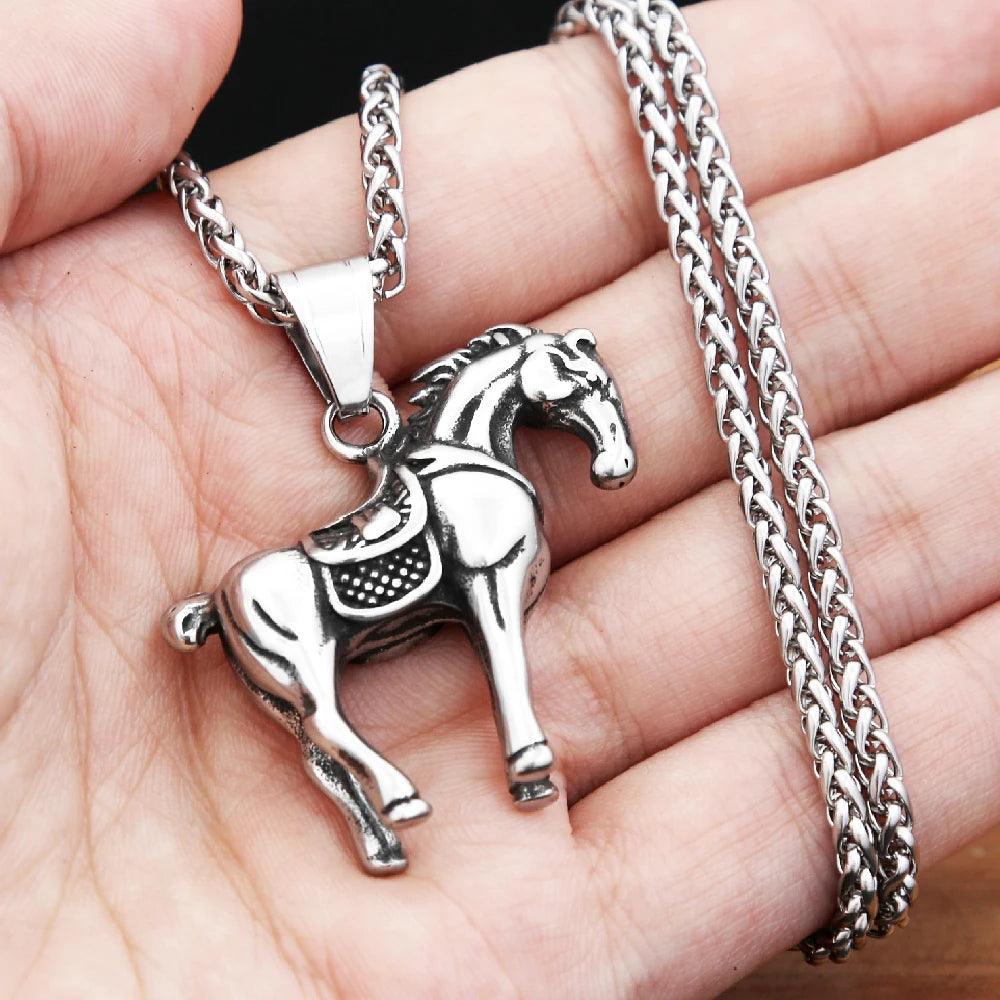 Horse Pendant Necklace — Stainless Steel