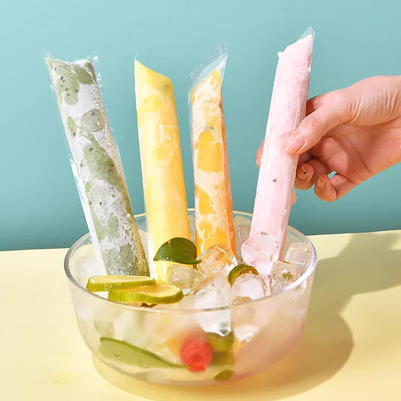 300/50Pcs Disposable Transparent Popsicle Bags Ice Cream Juice Yogurt Chocolate Ice Bags DIY Kitchen Accessories Cool