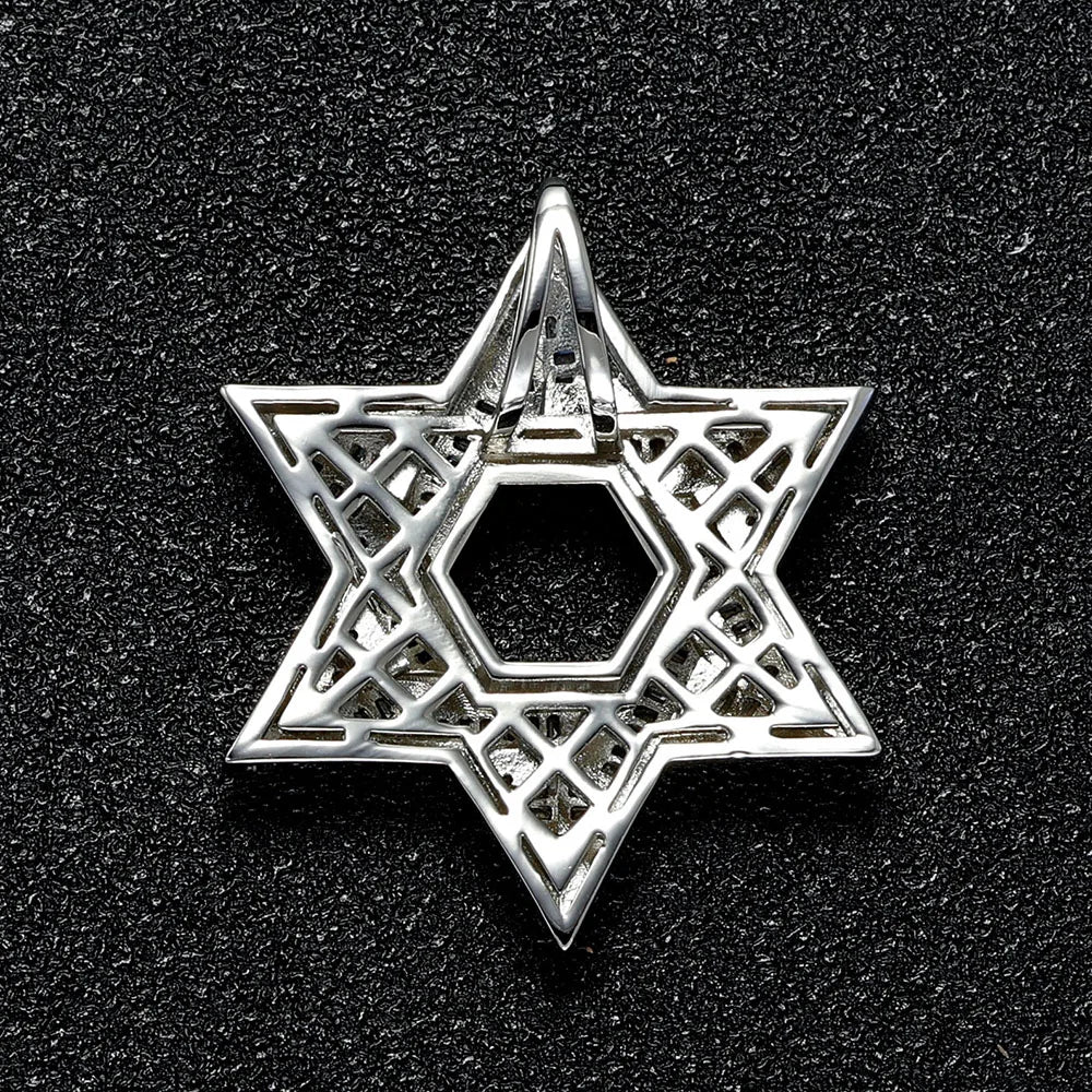 Iced Out Hexagram Pendant Stainless Steel