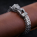 Wolf Viking Steel Bracelet Vintage Head Bangles