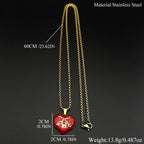 Punk Rock Lock Heart Pendant Necklace For Men Stainless Steel Cool Hip Hop Street Vintage Goth Accessories Trendy Chain Jewelry