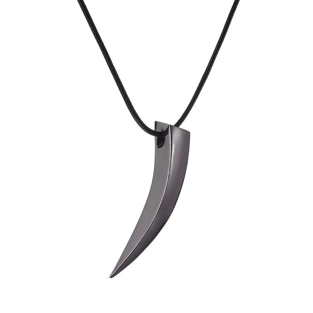 Punk Hip Hop Stainless Steel Crescent Tooth Spike Pendant Necklace Men Women Fashion Wolf Tooth Chain Necklace Jewelry