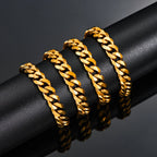 Hot Sale 5mm/6mm/7mm/8mm/9mm Gold Plated Stainless Steel Cuban Link Chains Classic Men Boy Curb Chunky Necklace 20 to 24 Inches