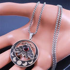 Witch Luna Moth Crescent Necklace for Women Men Stainless Steel Gothic Insect Moon Phase Chain Aesthetic Jewelry colar