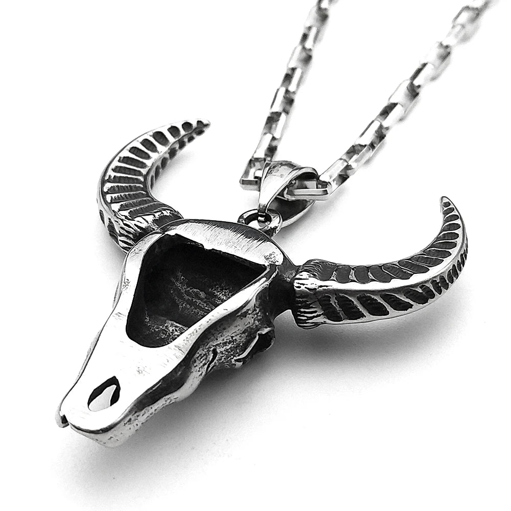 Skull Viking Silver Pendant Gothic Vintage Ghost