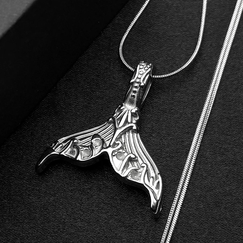 Whale Tail Pattern Pendant Necklace For Women Men Stainless Steel Silver Color  Hiphop Male Party Wedding Choker Jewelry Gifts