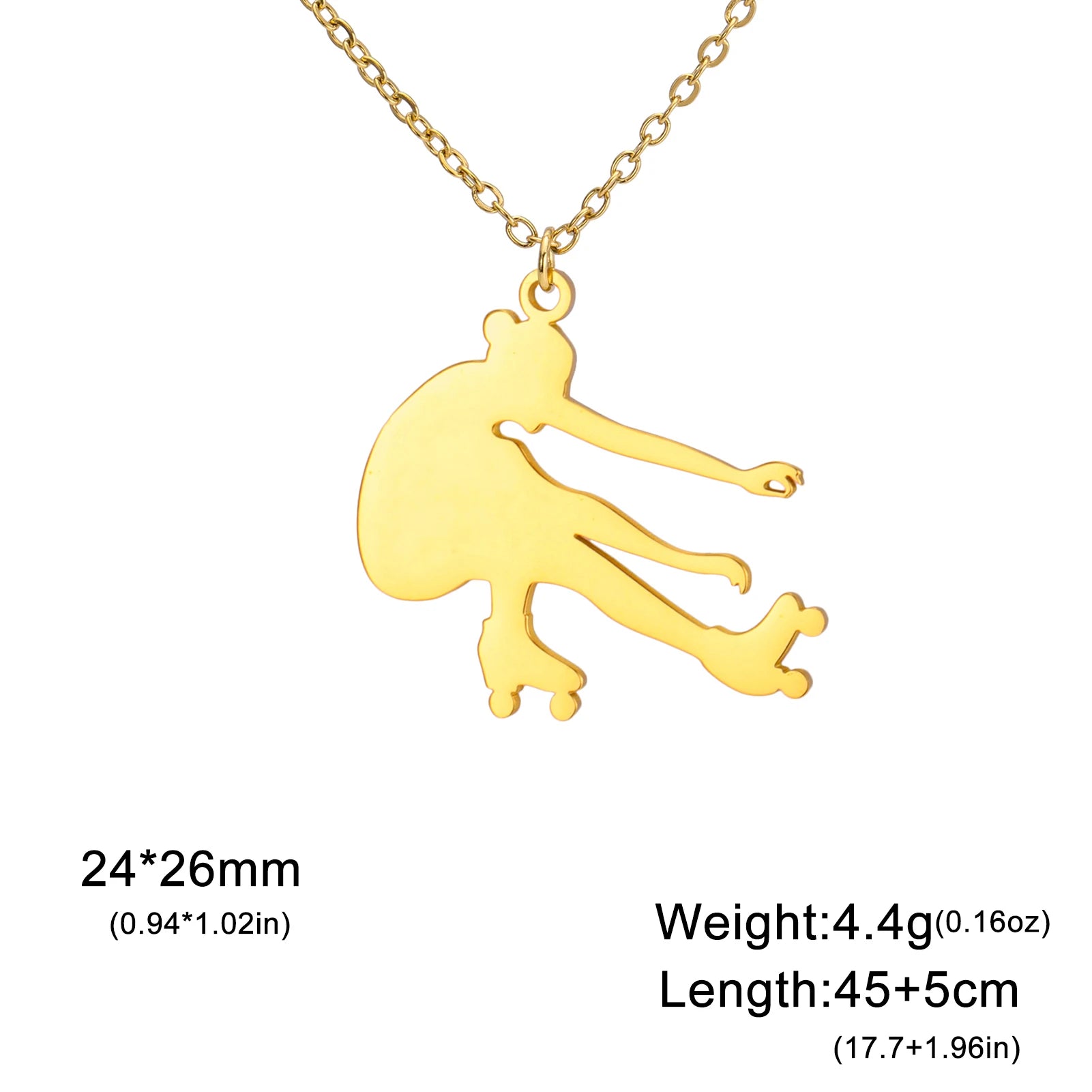 Ice Skater Charm Necklace — Stainless Steel