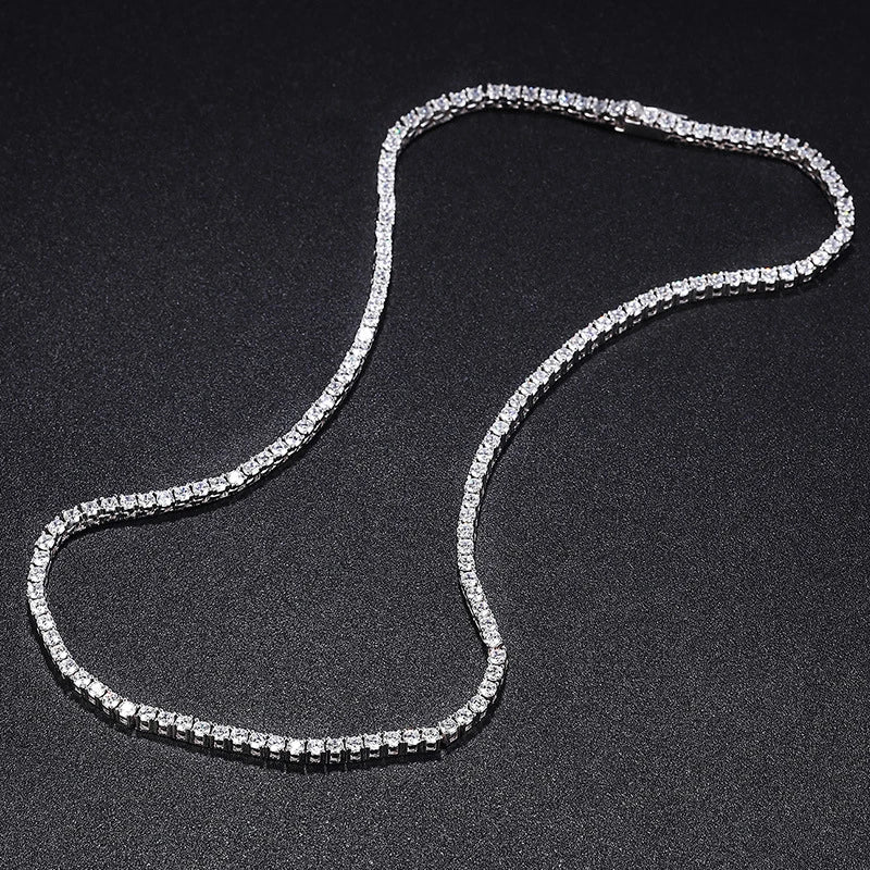 NeeTim 2.5mm Full Moissanite Tennis Necklace 925 Sterling Silver with Gold Plated Necklaces Neck Chain Fine Jewelry for