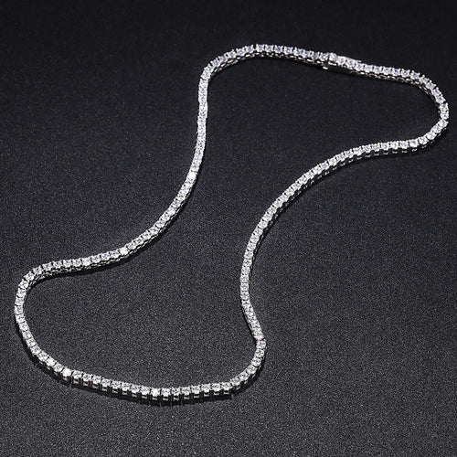 NeeTim 2.5mm Full Moissanite Tennis Necklace 925 Sterling Silver with Gold Plated Necklaces Neck Chain Fine Jewelry for