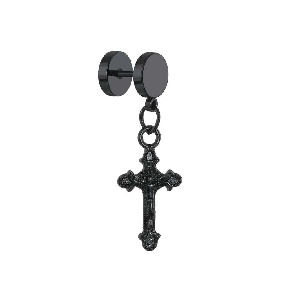Punk Mens Long Stick Ear Stud Set Black Earrings Gift for Boyfriend Lover Jewelry Nightclub Bar Earring