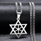 Hip Hop Star Of David Shield Hexagram Pendant Necklace for Men Fashion Stainless Steel Gold Color Chain Star Shape Jewelry Gift