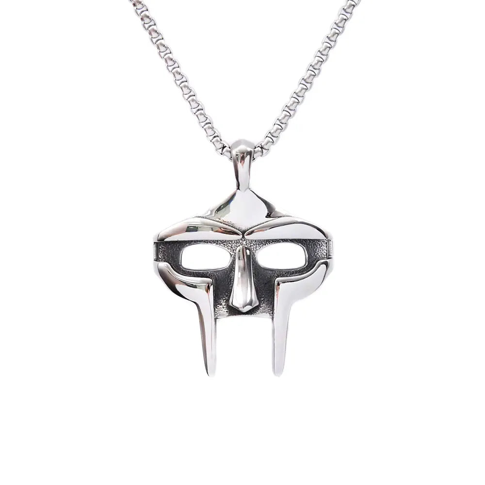 Vintage Punk MF Doom Mask Pendant Necklace Unisex Retro Egyptian Pharaoh Amulet For Biker Rally Daily Wear Fashion Jewelry Gift