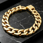 Gold Cuban Curb Link Chain Bangle Bracelet — Stainless Steel